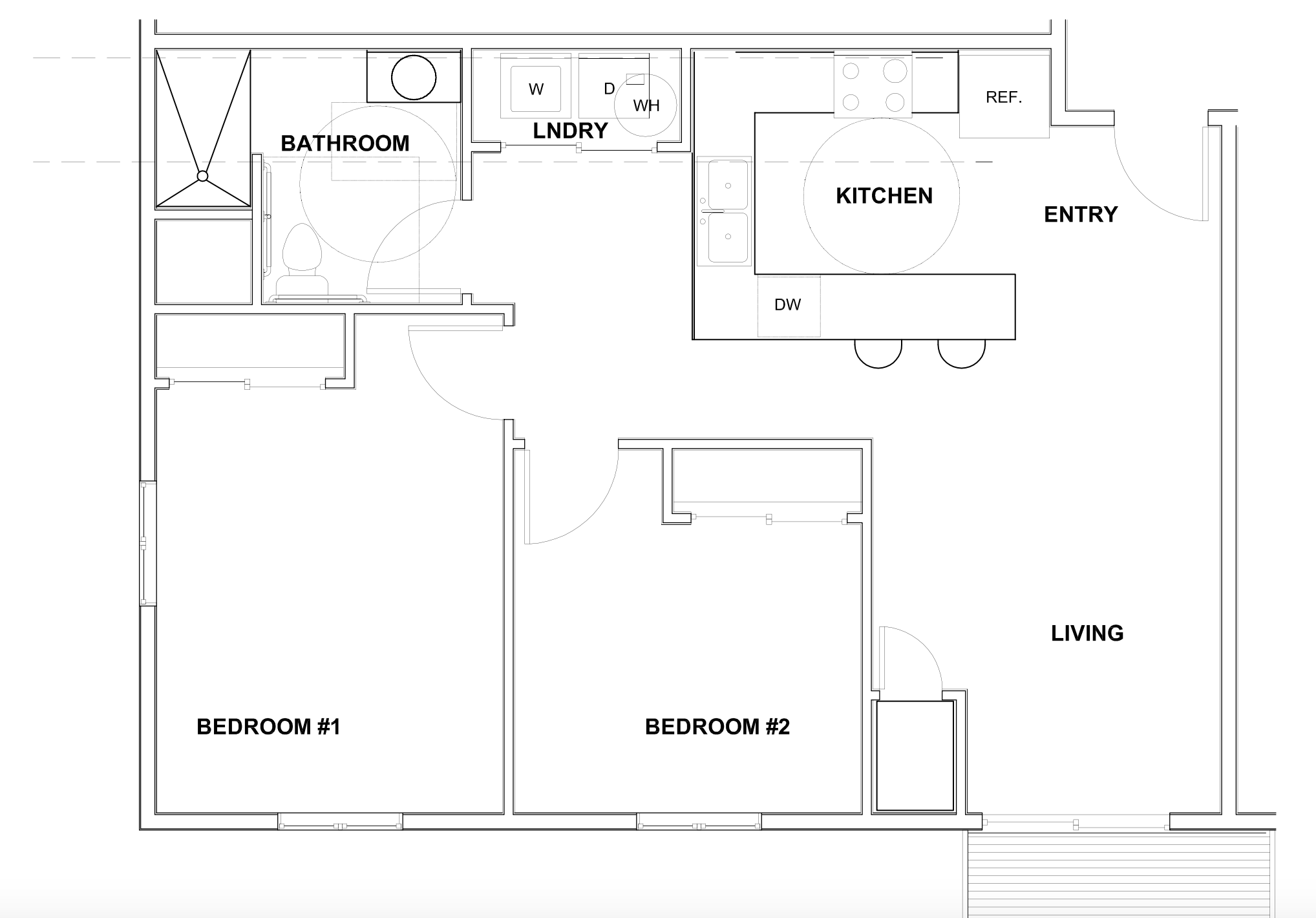 Floor plan for 2 beds, 1.5 baths, 920 sqft